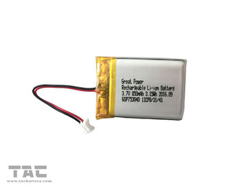 Batteria al litio 850mAH della batteria GSP753040 del polimero della Banca dei Regolamenti Internazionali 3.7V Li per il sistema di sicurezza montato su veicolo