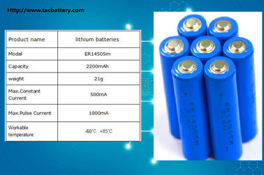 batteria LiSOCl2 di 3.6V aa ER14505 14500 con capacità elevata per l'amperometro, contatore del gas
