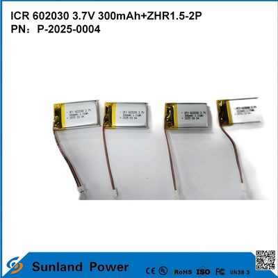 602030 3.7V 300mAh + ZHR1.5-2P Batteria dal design ultra-sottile Compatibilità flessibile per vari dispositivi intelligenti piccoli Bluetooth Auricolari Dispositivi indossabili E attrezzature mediche portatili
