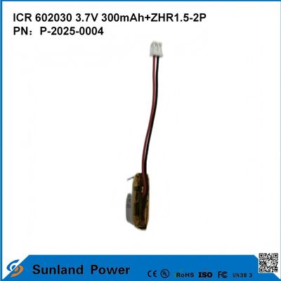 602030 3.7V 300mAh + ZHR1.5-2P Batteria dal design ultra-sottile Compatibilità flessibile per vari dispositivi intelligenti piccoli Bluetooth Auricolari Dispositivi indossabili E attrezzature mediche portatili