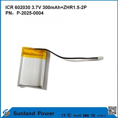 602030 3.7V 300mAh + ZHR1.5-2P Batteria dal design ultra-sottile Compatibilità flessibile per vari dispositivi intelligenti piccoli Bluetooth Auricolari Dispositivi indossabili E attrezzature mediche portatili