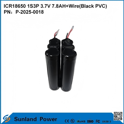 ICR18650 1S3P 3.7V 7.8AH+WIRE ((PVC NERO) batteria