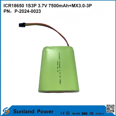 CR18650 1S3P 3.7V 7500mAh+MX3.0-3P-UL2054 BATTERIA