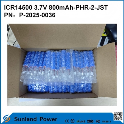 ICR14500 3.7V 800mAh-PHR-2-JST-10mm batteria a filo