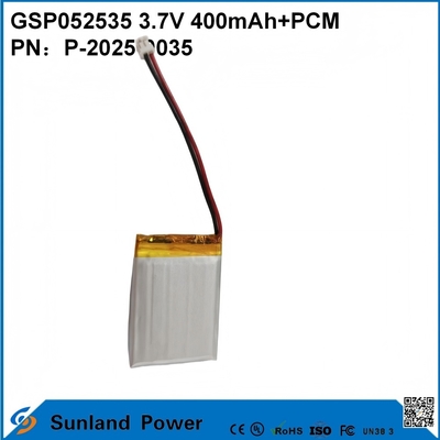 GSP052535 3.7V 400mAh + PCM Batteria utilizzata in radio compatte bidirezionali, registratori vocali, mini tracker GPS, stilo intelligente e dispositivi simili