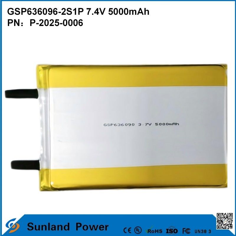 Batteria ricaricabile agli ioni di litio GSP636096-2S1P 7.4V E 5000mAh Per banche di alimentazione Apparecchi elettronici esterni Lanterna elettrica Illuminazione Piccole apparecchiature elettroniche
