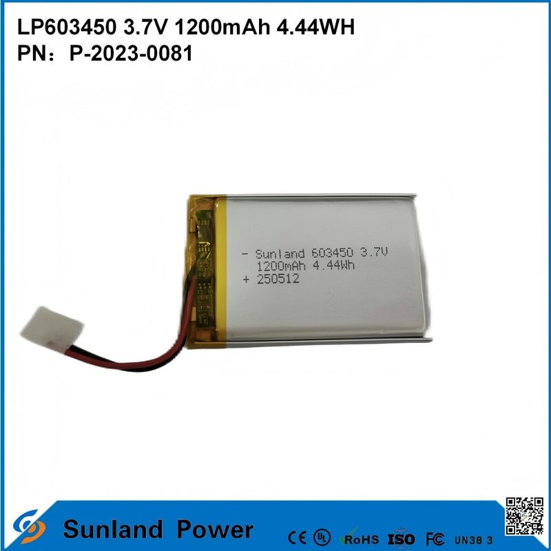 GP603450 Cellula per elettronica di consumo e applicazioni mediche 1200mAh 3.7V UL & UN38.3 Certificato in stock e personalizzabile