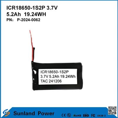 ICR18650-1S2P 3.7V 5.2AH 19.24WH Batteria ricaricabile