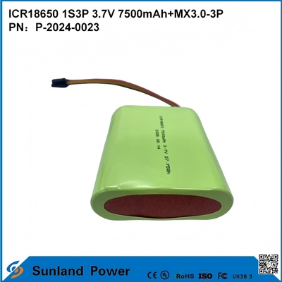 CR18650 1S3P 3.7V 7500mAh+MX3.0-3P-UL2054 BATTERIA