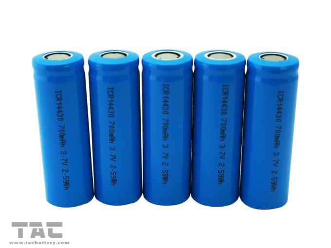 Batteria cilindrica LIR14430/700mAh di alta energia di densità dello ione ricaricabile del litio