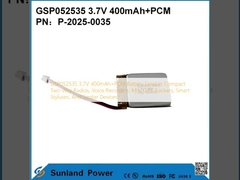 GSP052535 3.7V 400mAh + PCM Batteria utilizzata in radio compatte bidirezionali, registratori vocali, mini tracker GPS, stilo intelligente e dispositivi simili