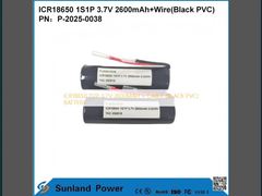 ICR18650 1S1P 3.7V 2600MAH + CABLO (PVC NERO) BATTERIA